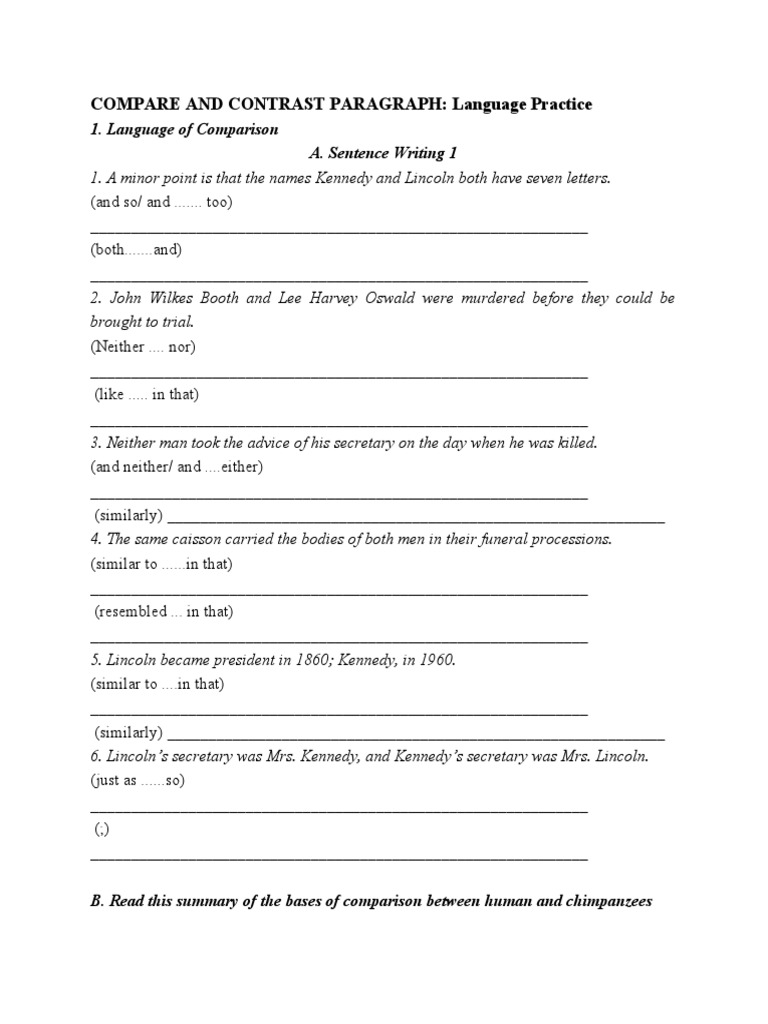 Language Comparison Exercises | PDF | Extraversion And Introversion ...