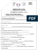 Revision Worksheet UT 1 Leaf, Adp in Plants (Terrestrial)