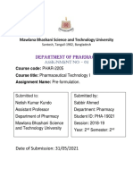 Department of Pharmacy: Mawlana Bhashani Science and Technology University