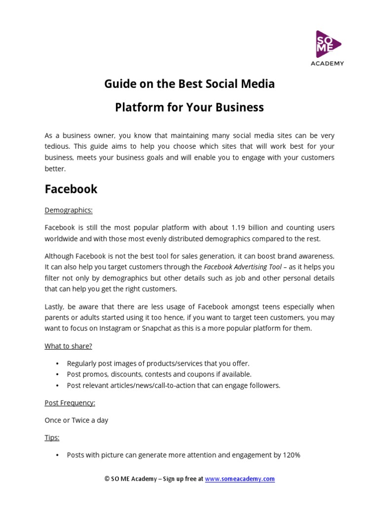 Guide On The Best Social Media Platform For Your Business | PDF ...