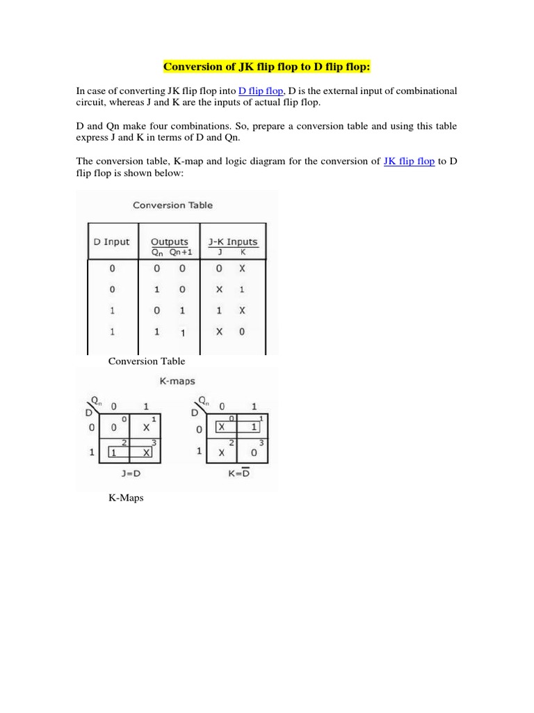 Conversion of JK Flip Flop To D Flip Flop | PDF