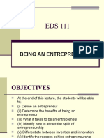 EDS 111 An Entrepreneur Week 2 Lecture