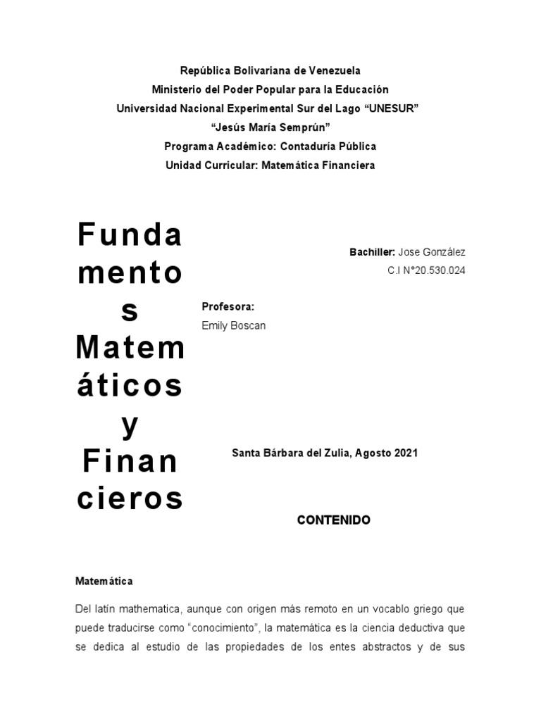 Introducción a Matemáticas Financieras | PDF | Tasa interna de retorno ...