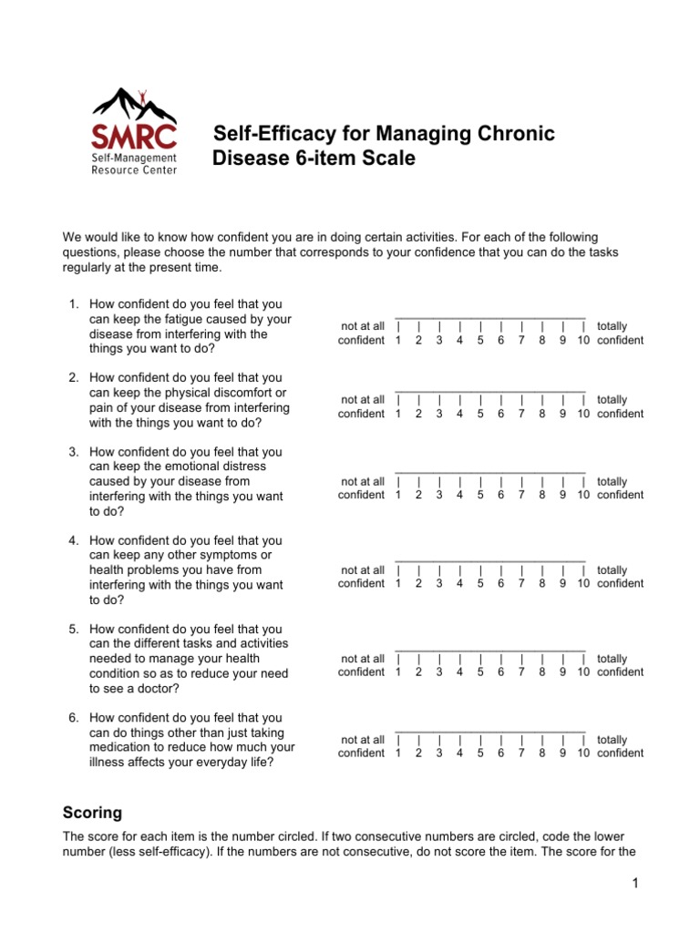 Chronic Disease Self-Efficacy Scale | PDF | Chronic Condition | Self ...