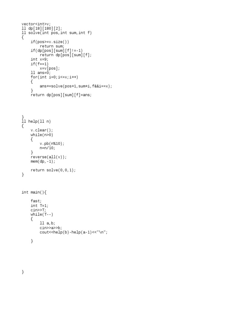 Digit Sum Dynamic Programming | PDF