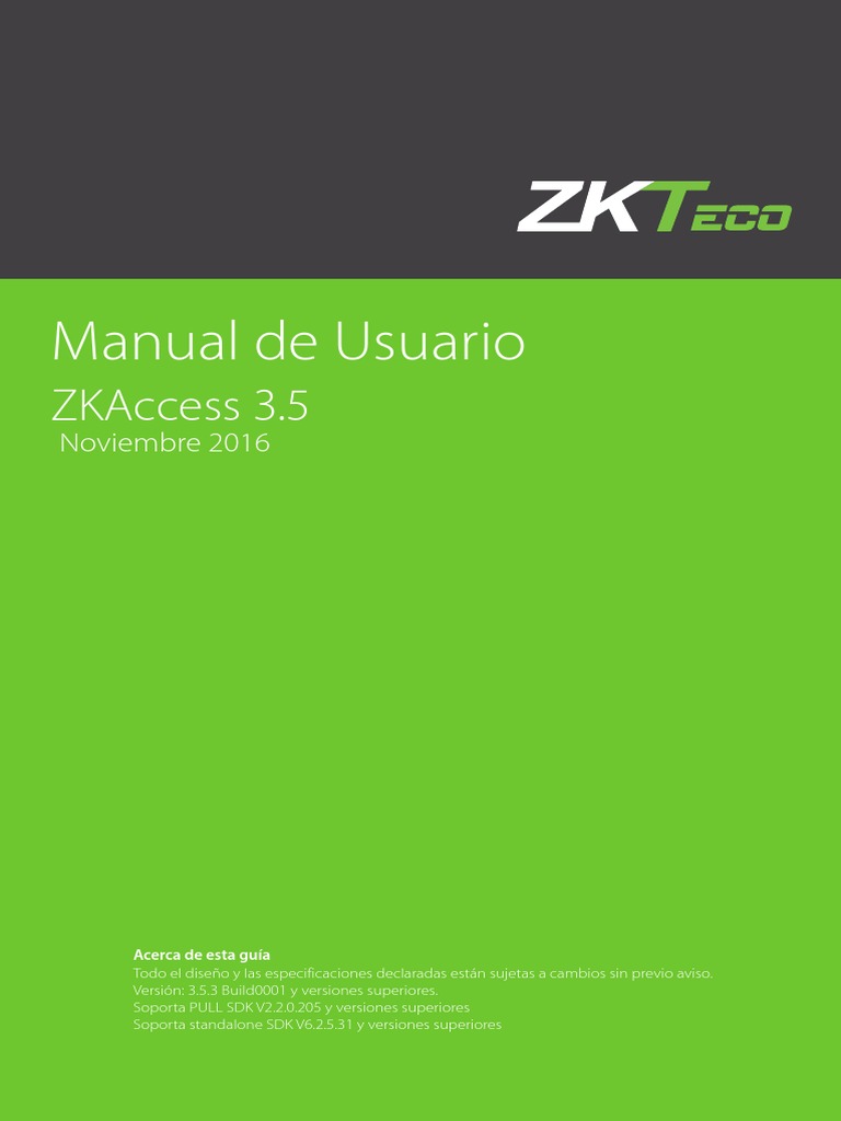 Manual de Usuario ZKAccess 3.5 | PDF | Contraseña | Servidor SQL de ...