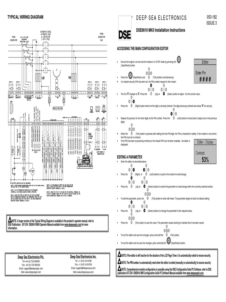 Deep Sea Electronics: Typical Wiring Diagram DSE8610 MKII Installation