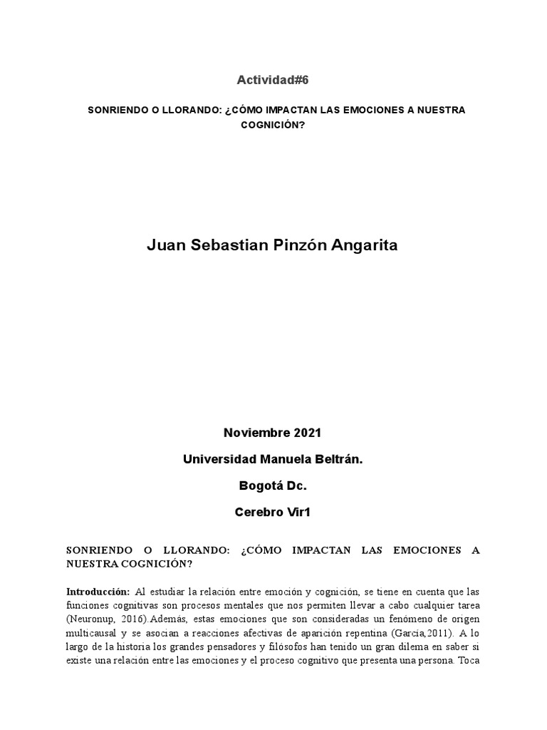 Emociones y su impacto en la cognición | PDF | Las emociones | Mente