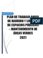 Plan de Trabajo Anual Barrido y Mantenimiento de Areas Verdes