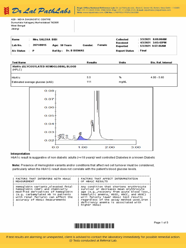 HBA1C Report PDF Glycated Hemoglobin Cholesterol