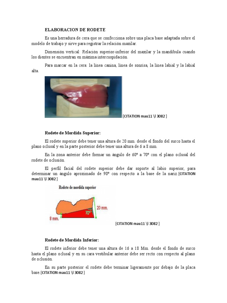 Medidas de Rodetes en Prótesis Total | PDF | Dentadura postiza