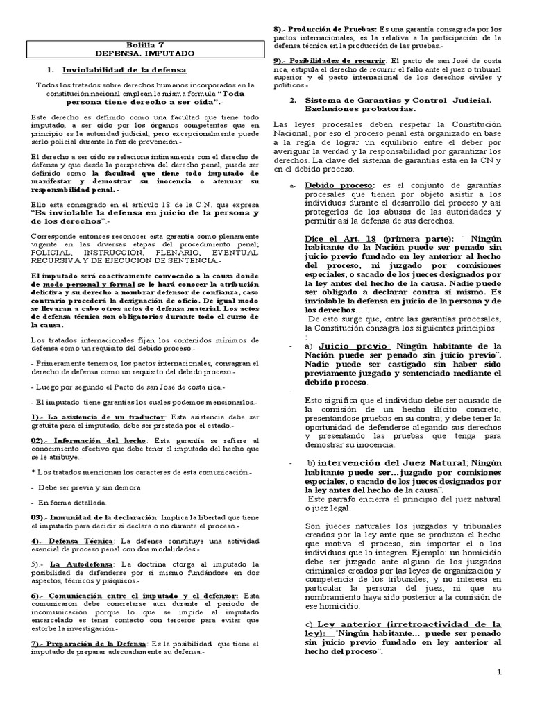 Derechos de Defensa en el Proceso Penal | PDF | Debido al proceso | Ley ...