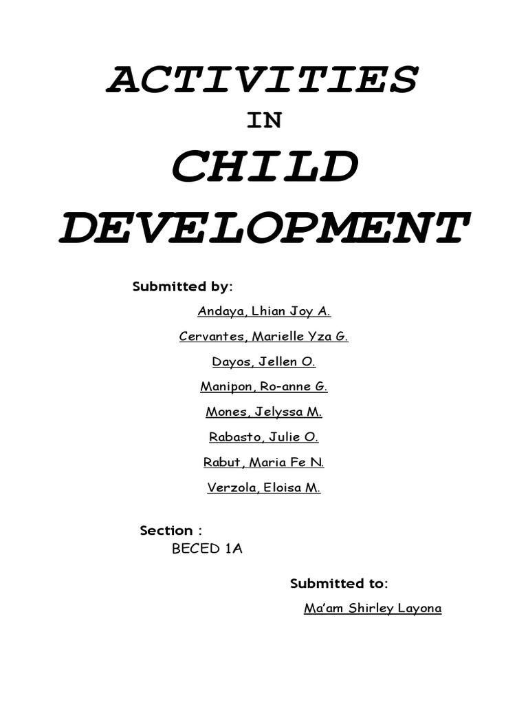 Child Development Activities Overview | PDF | Prenatal Development ...