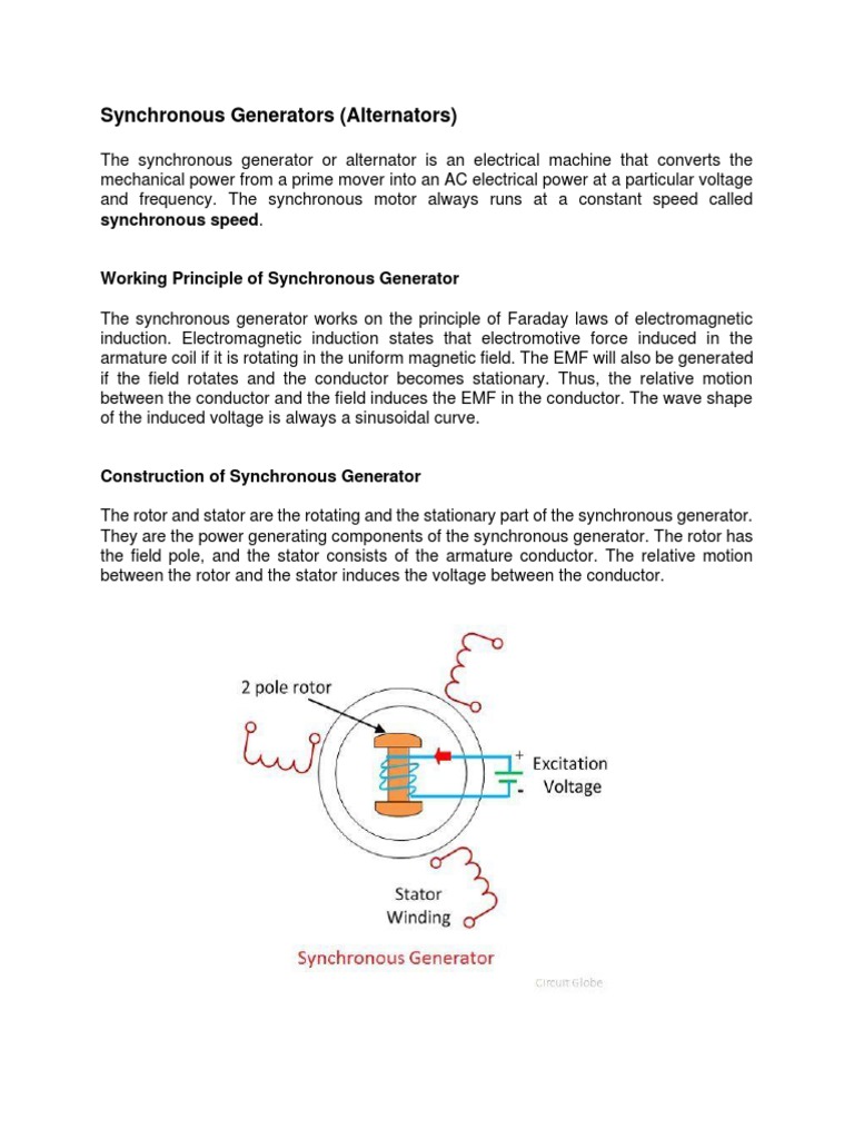 Notes Synchronous Generators Alternators PDF
