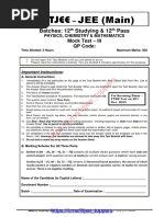 FIITJEE JEE MAIN Mock Test-3 13-12-19