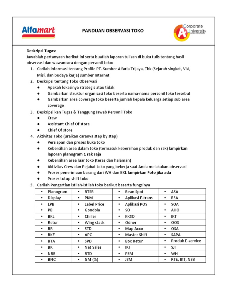 Panduan Observasi Toko Pdf