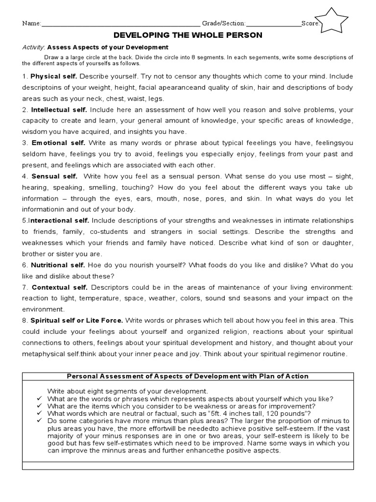 Assessing Your Eight Aspects of Self | PDF | Feeling | Senses