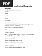 Mcqs On Intellectual Property Rights: 1.trade Mark Act, Came Into Force On