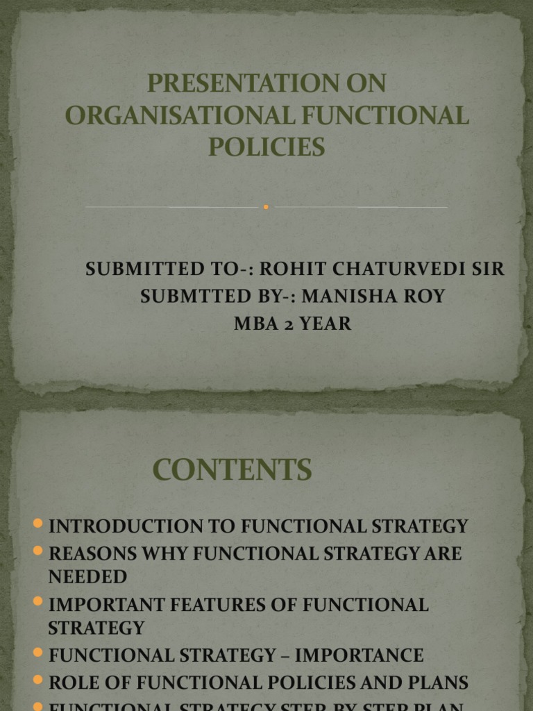 What Are Examples Of Functional Policies? – SULC