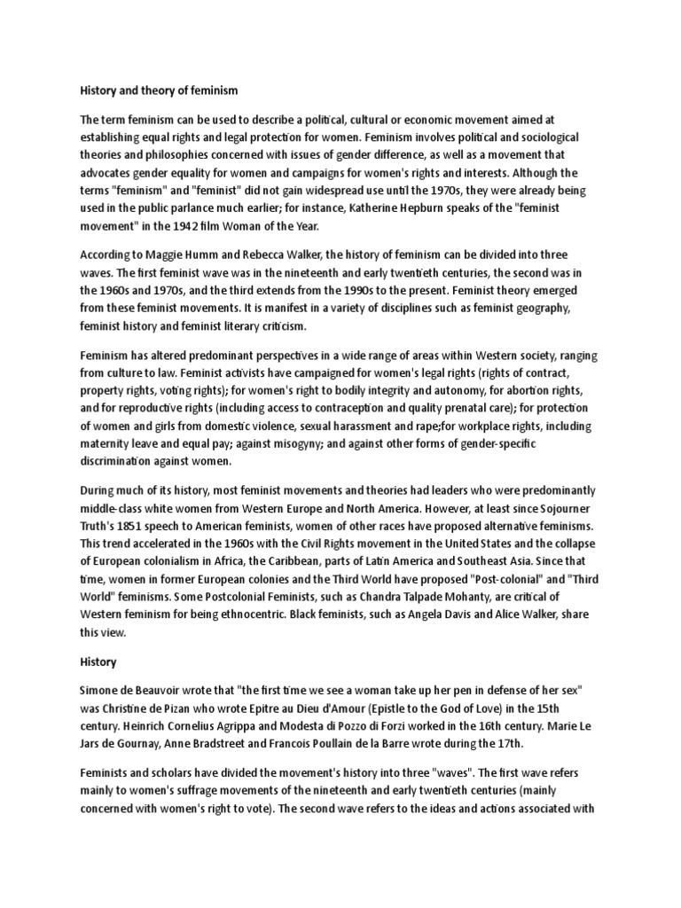 Overview of Feminism's History and Theory | PDF | Gender Studies | Feminism