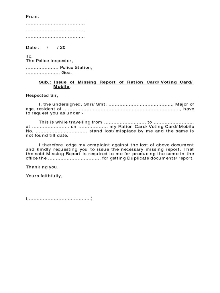 Missing Report Application Format | PDF | Government | Authentication