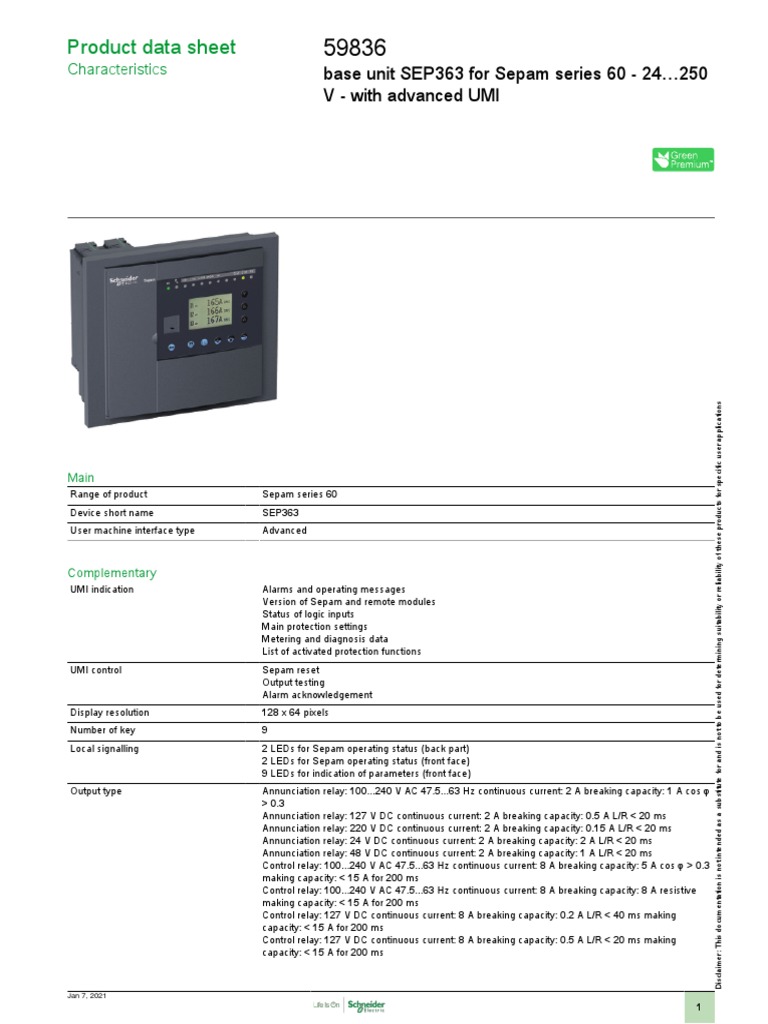SEP363 Sepam Series 60 Data Sheet | PDF | Relay | International ...