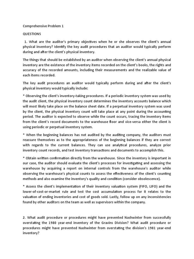 Comprehensive Problem 1 | PDF | Audit | Inventory