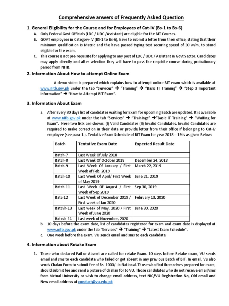 NITB BIT Course Exam Guidelines | PDF | Test (Assessment)