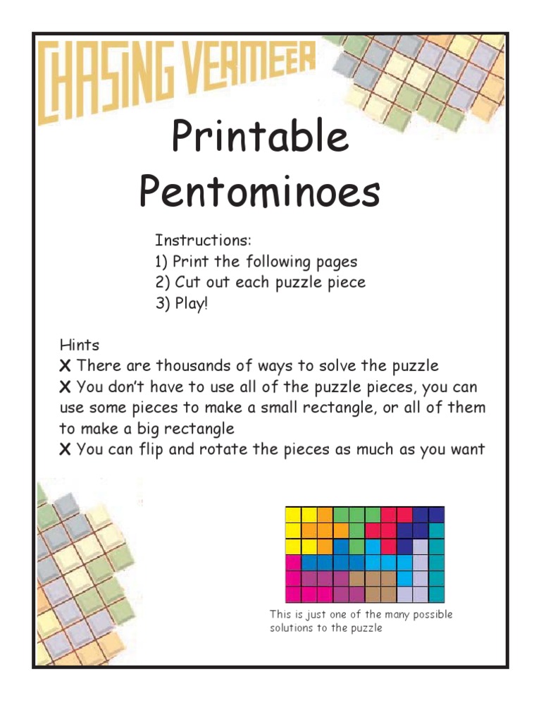 Printable Pentominos