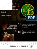 Subject: Islamiyat Topic: Muslim Heroes S.Topic:: Hazrat Usman R.A Grade 8