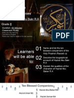 Subject: Islamiyat Topic: Muslim Heroes S.Topic:: Hazrat Abu Bakr R.A Grade 8