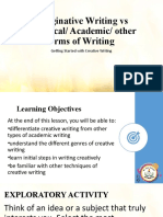 Imaginative Writing Vs Technical Academic Other Forms of Writing