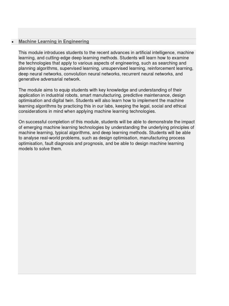 Machine Learning in Engineering | PDF