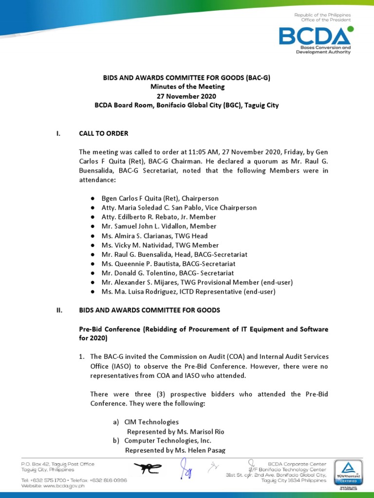 Minutes - Pre Bid Conf - Rebidding of Procurement of IT Equipment and ...