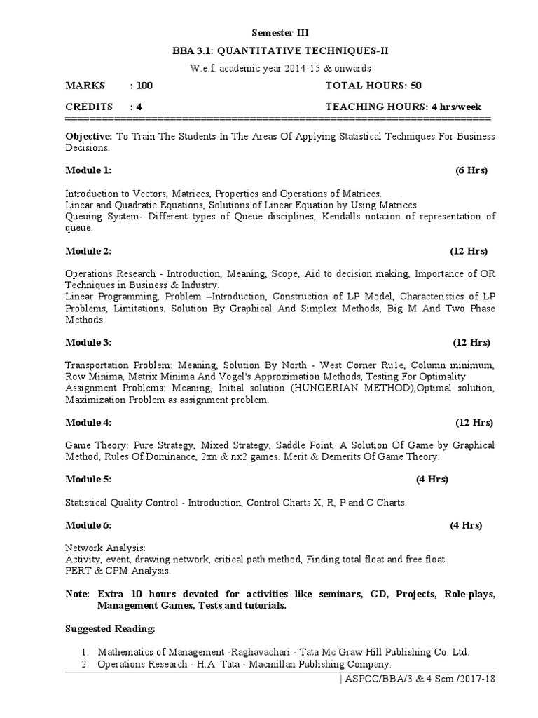 BBA Semester III Course Overview | PDF | Entrepreneurship | Matrix ...