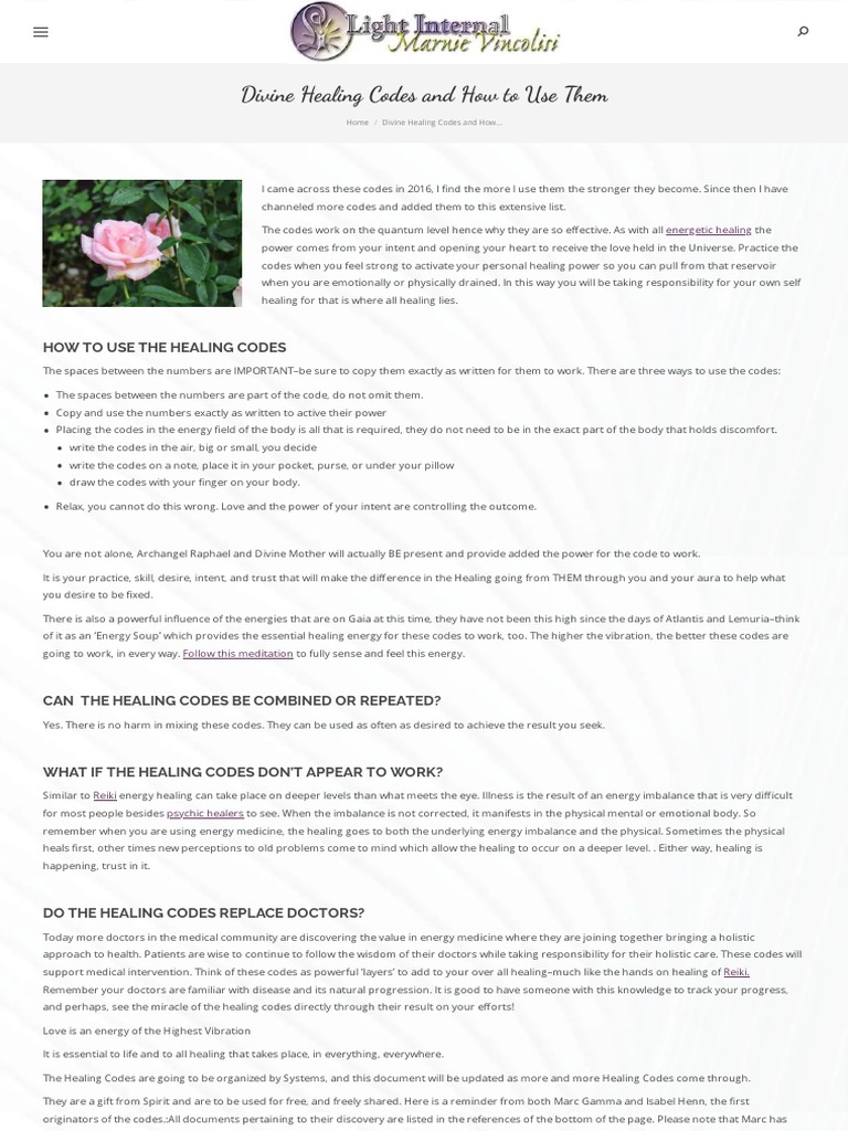 Divine Healing Codes and How To Use Them | PDF | Lung | Respiratory ...