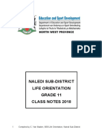 Naledi Sub-District Life Orientation Grade 11 Class Notes 2018