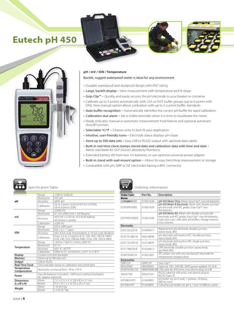 PH Meter Eutech PH450 PDF Ph Calibration