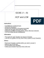 GCSE HCF and LCM Worksheet