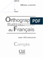Orthographe Progressive Du Francais Avance Corrig
