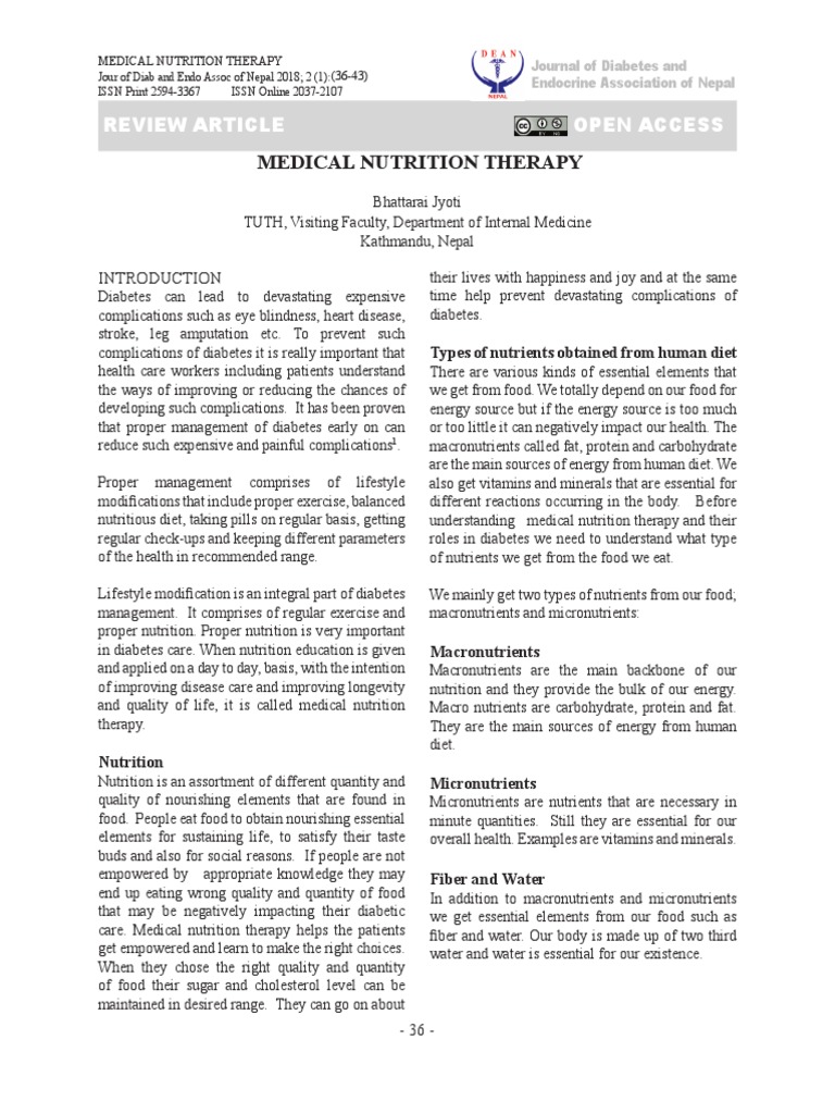 Medical Nutrition Therapy for Diabetes | PDF | Fat | Dieting