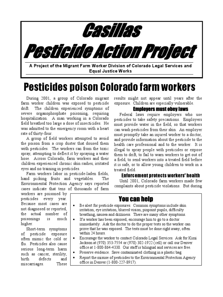 Pesticides Poison Colorado Farm Workers PDF Farmworker Pesticide