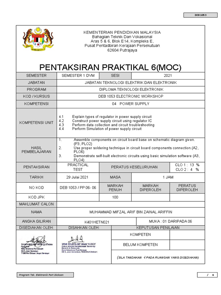 (Template) Practical Test 6 1053 | PDF