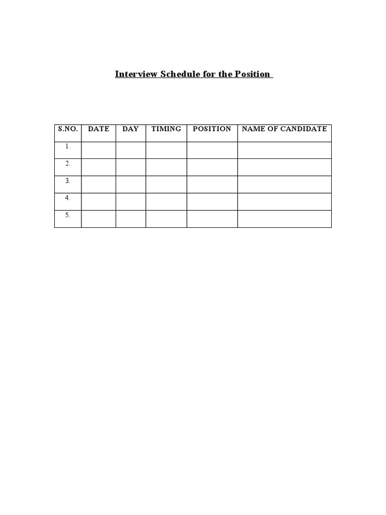 Interview Schedule Format | PDF