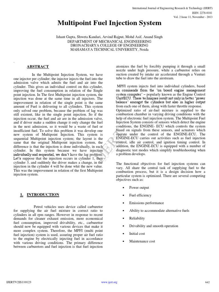 Understanding Multipoint Fuel Injection | PDF | Throttle | Fuel Injection