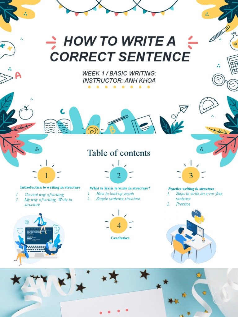 Writing Correct Sentences Guide | PDF | Sentence (Linguistics) | Verb