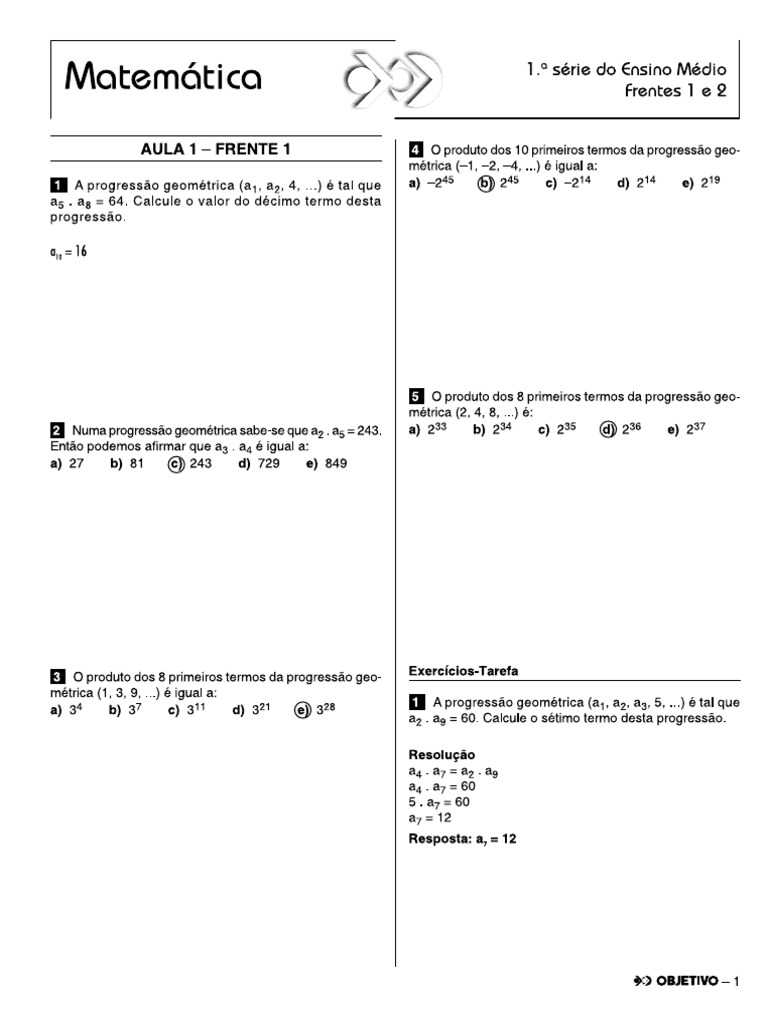 Matemática 1 Ano Ensino Médio 4 Bimestre Revisão | PDF