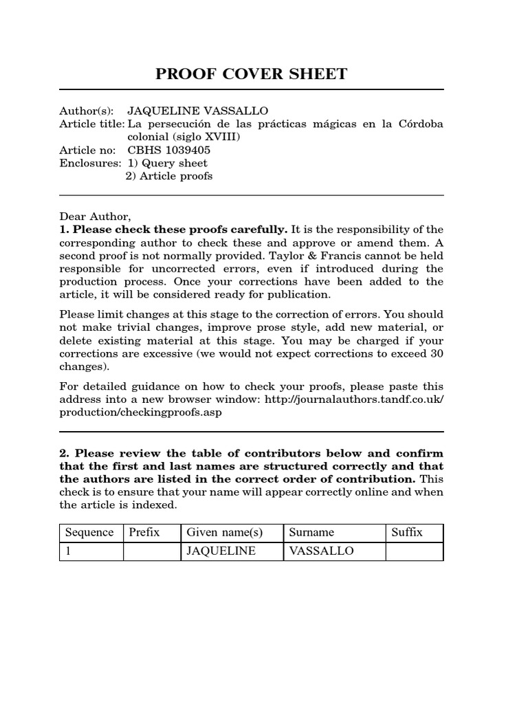 Proof Cover Sheet: Sequence Prefix Given Name(s) Surname Suffix 1 ...