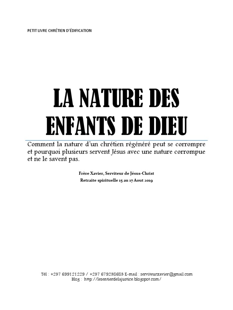 Nature et Corruption des Enfants de Dieu | PDF | Saint-Esprit | Dieu