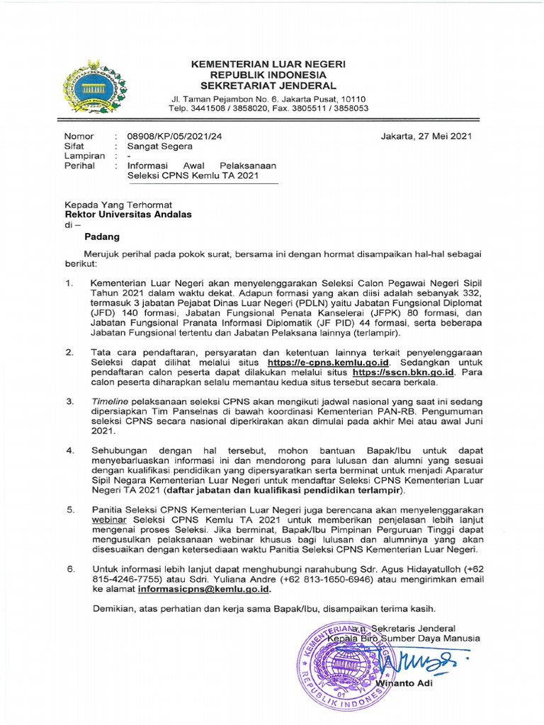 Formasi Cpns Kemenlu Pdf
